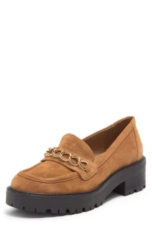 Sam Edelman Taelor Camel Rounded Toe Slip On Chunky Heel Fashion Classic Loafers
