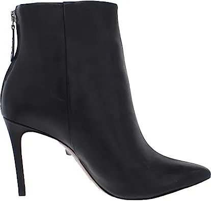 Schutz Michela Black Leather Pointed Toe Stiletto High Heel Bootie Ankle Boots