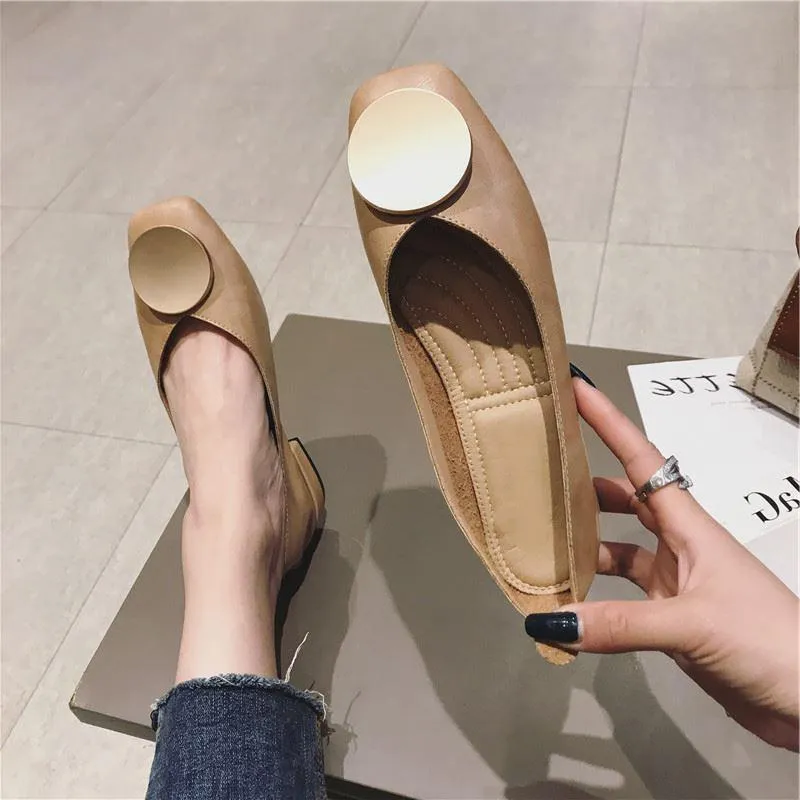 Square Toe Elegant Date Flat Heel Shoes