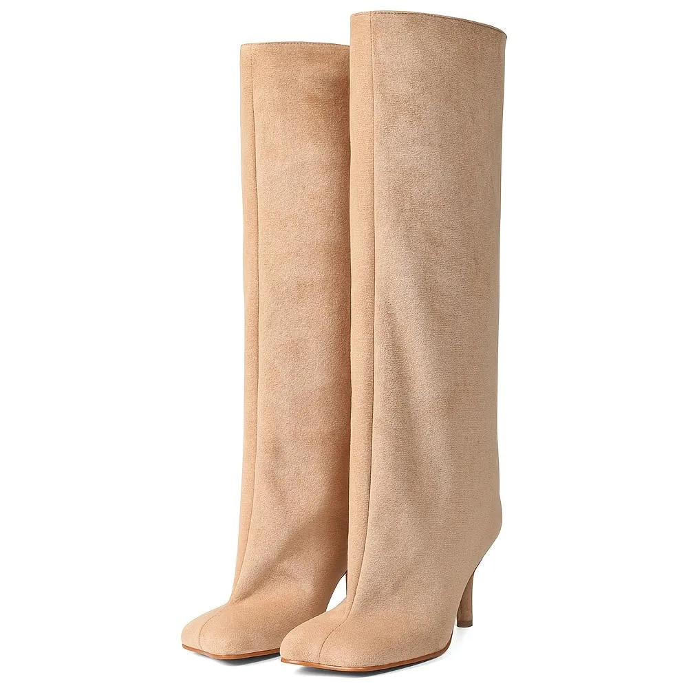 Square Toe Stiletto Tall Heel Boots inter Warm