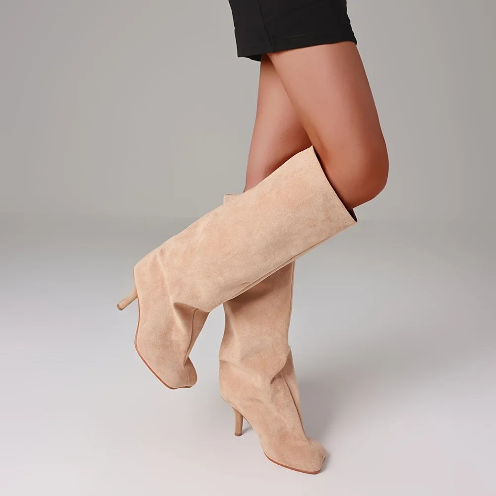 Square Toe Stiletto Tall Heel Boots inter Warm