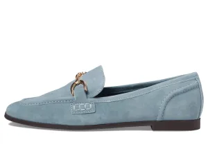 Steve Madden Carrine Baby Blue Slip On Almond Toe Stacked Flat Heel Dress Loafer