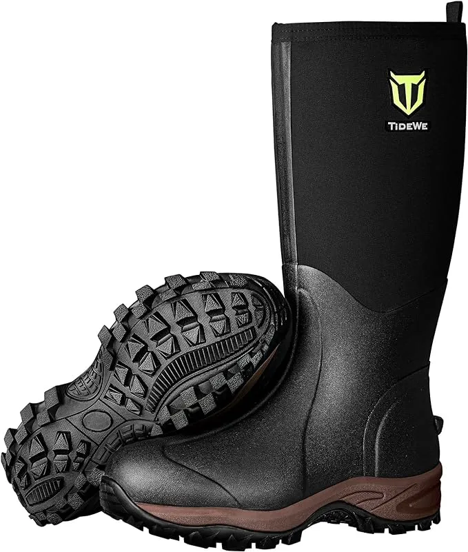 TIDEWE Rubber Neoprene Black Unisex Waterproof Durable Hunting Arctic Outdoor Boots