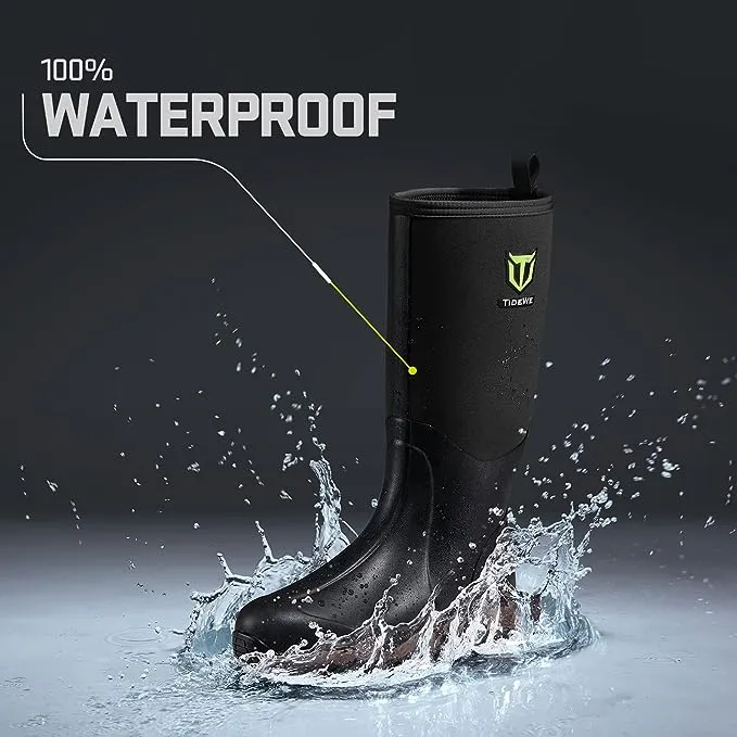 TIDEWE Rubber Neoprene Black Unisex Waterproof Durable Hunting Arctic Outdoor Boots