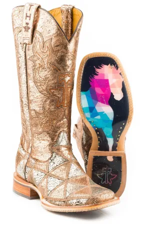 Tin Haul Womens Mish Mash Geometric Copper/Silver Leather Cowboy Boots