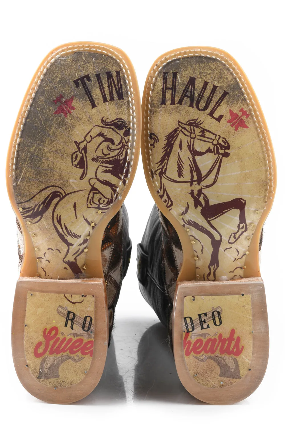 Tin Haul Womens Shaggy Diamonds Brown Leather Cowboy Boots
