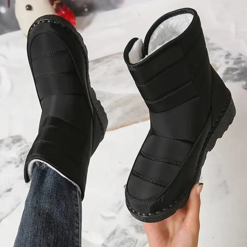 Winterlaarzen voor dames - Warm, antislip, met pluche gevoerd en klittenbandsluiting