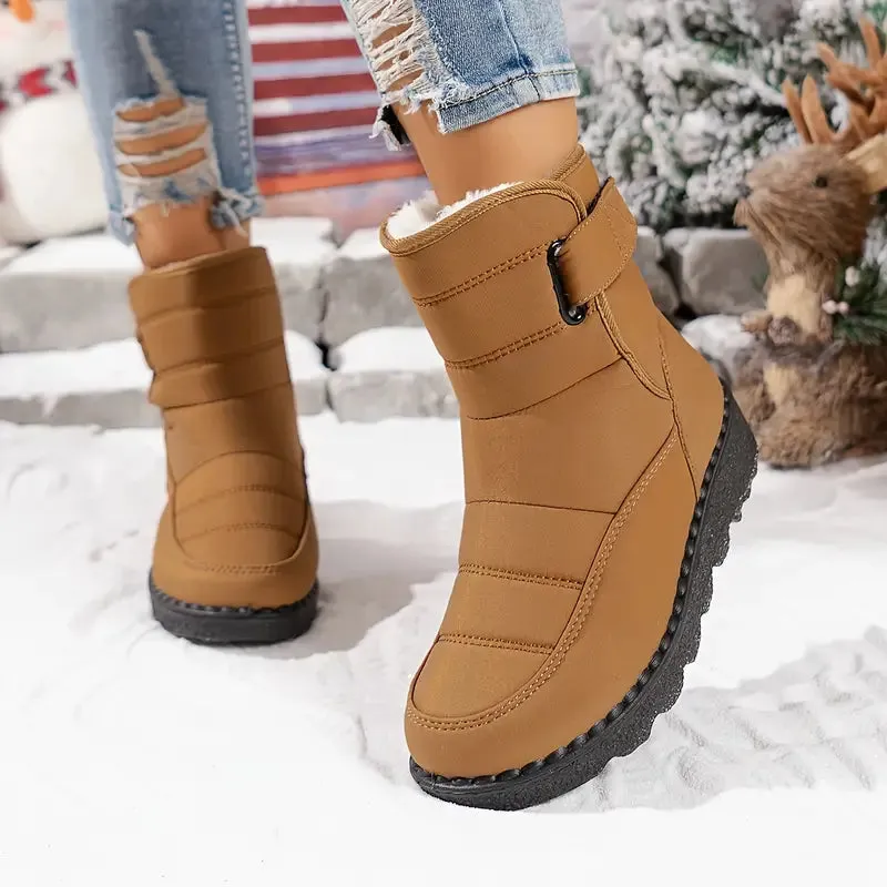 Winterlaarzen voor dames - Warm, antislip, met pluche gevoerd en klittenbandsluiting