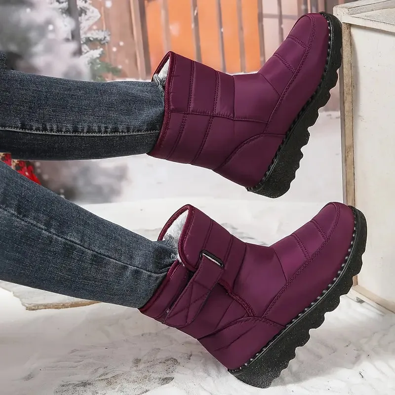 Winterlaarzen voor dames - Warm, antislip, met pluche gevoerd en klittenbandsluiting