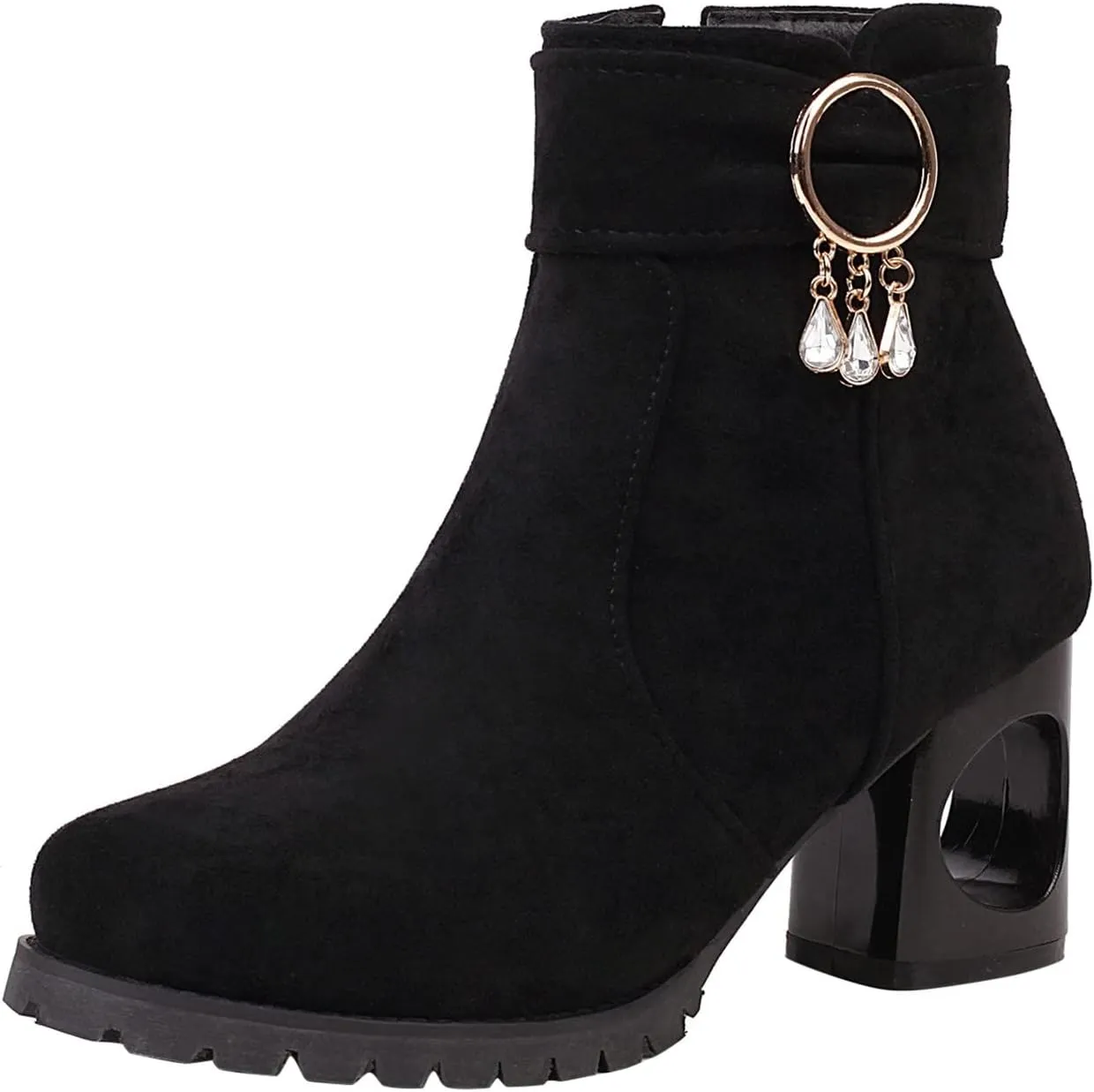 Womens Ankle Boots Women Booties Low Heel Womens Cowgirl Boots Square Toe Dress Shoes for Women Closed Back Lightweight Breathable Lug Sole Low Heel Chelsea Fashion