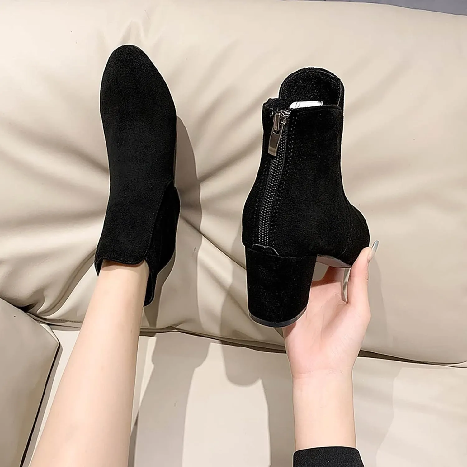 Womens Booties Ankle Women Booties Low Heel Flat Cowboy Boots for Women Mens Casual Boot Lightweight Cute Round Toe Closed Toe Wide Fit Available