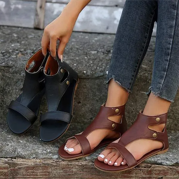 Women's Flat Zipper Peep Toe Sandals 41891232C