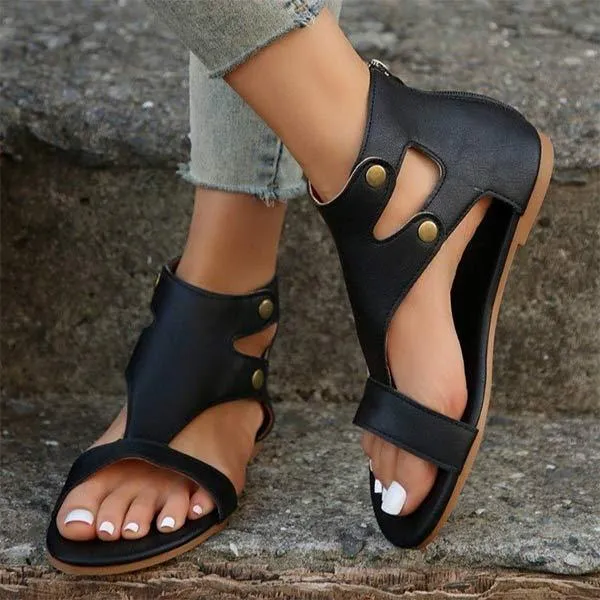 Women's Flat Zipper Peep Toe Sandals 41891232C