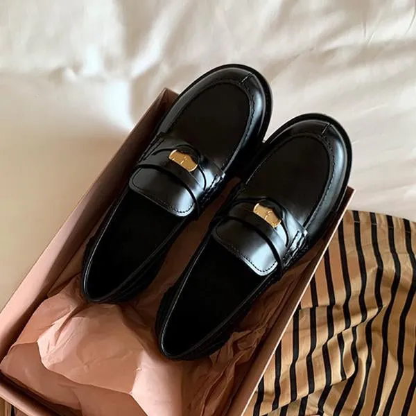 Women's Retro Gold Coin Decorated Slip-On Flat Loafers 45072455S