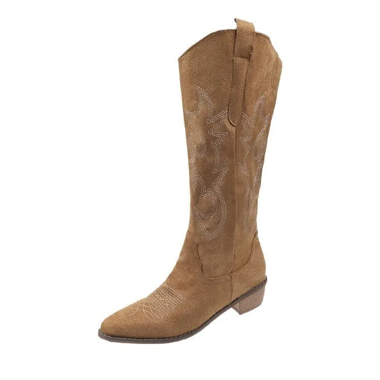 Women's Vintage Embroidered V Cut Martin Boots