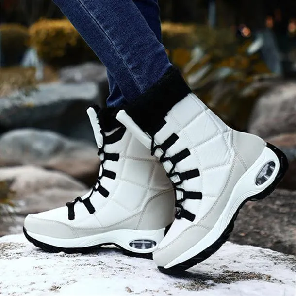 Women's warm plush lining mid calf outdoors snow boots