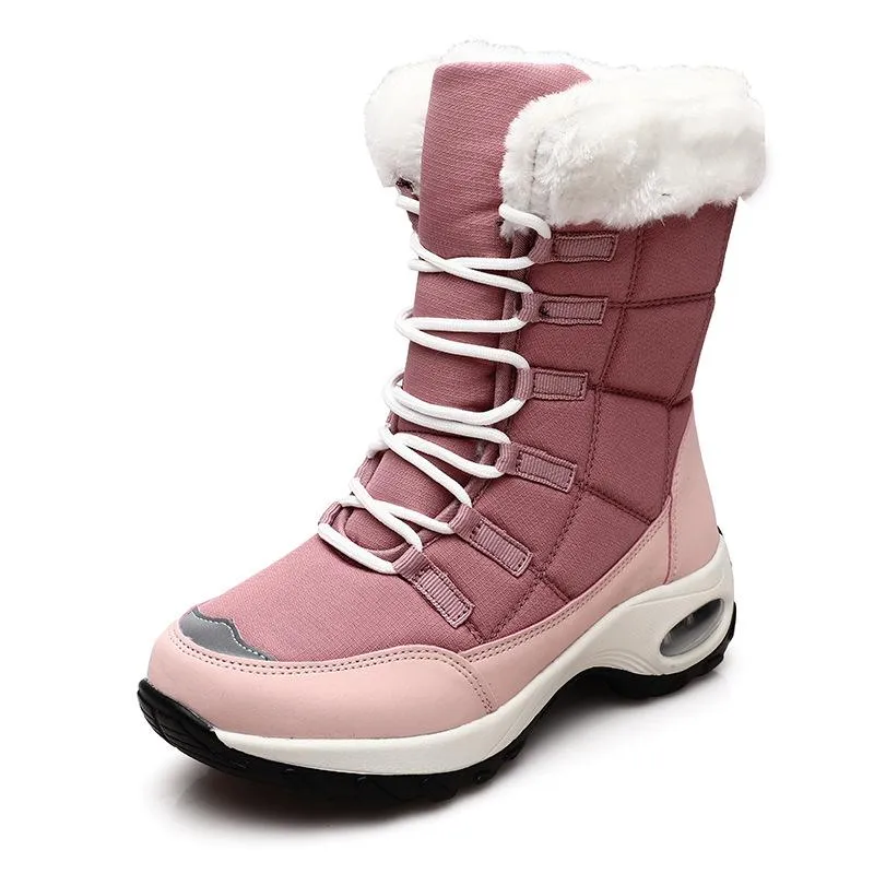 Women's warm plush lining mid calf outdoors snow boots