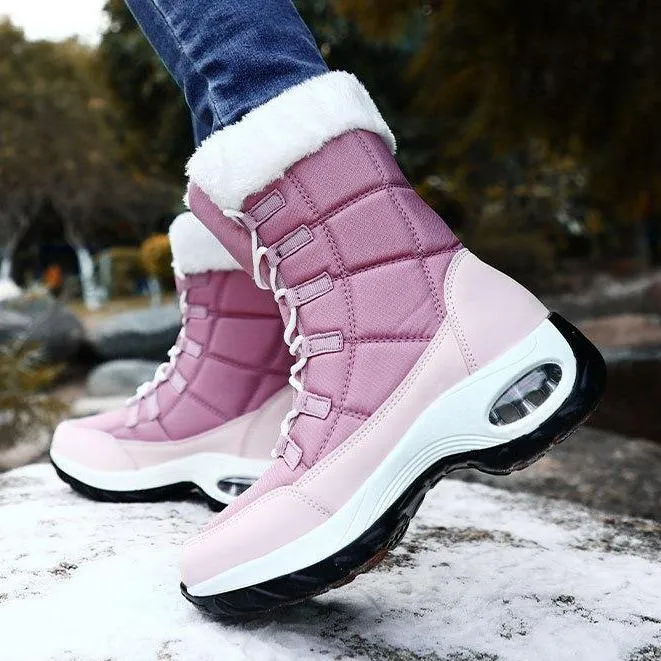 Women's warm plush lining mid calf outdoors snow boots