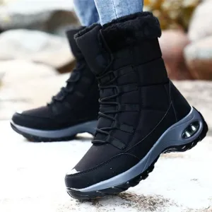 Women's warm plush lining mid calf outdoors snow boots