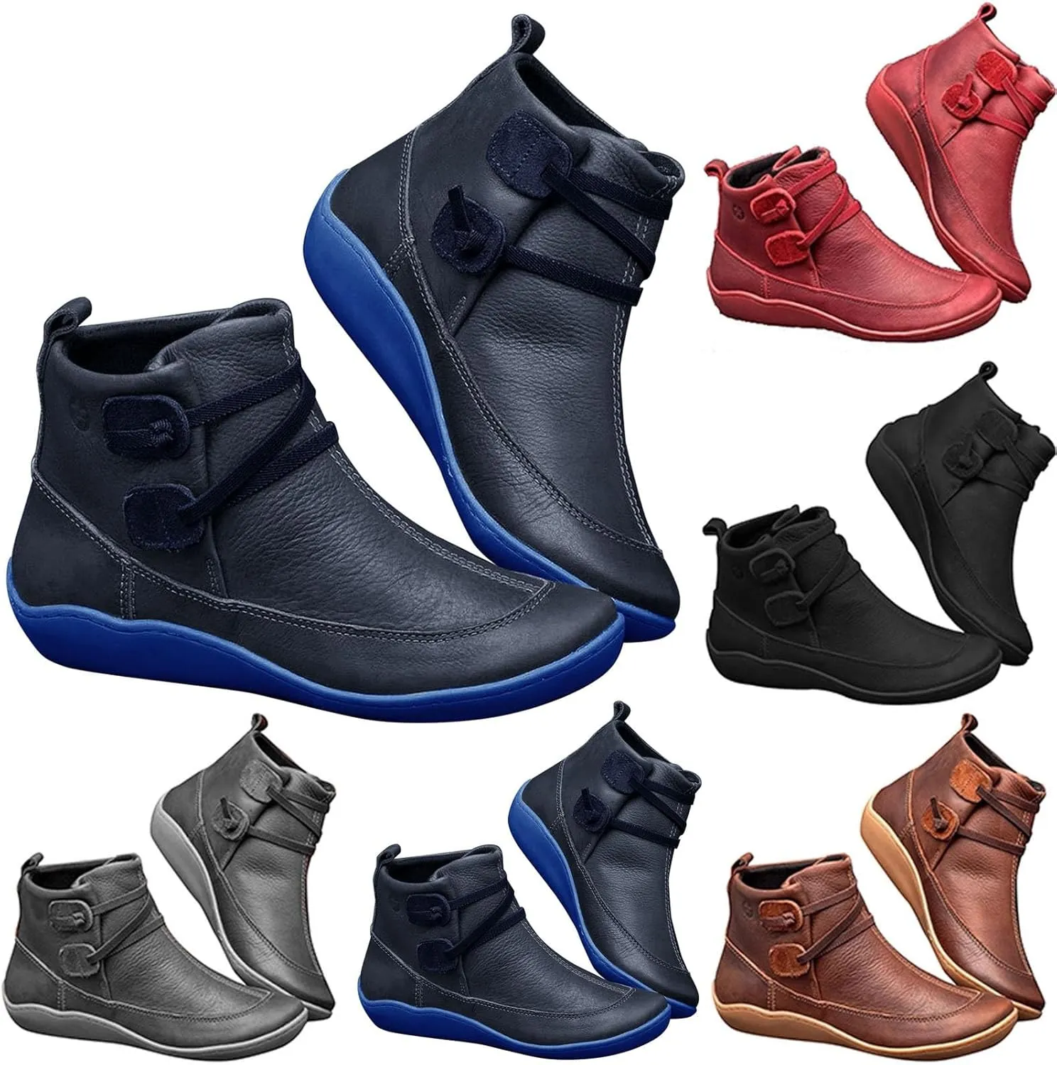 Work Boots for Women Ankle Leather Booties for Women 2024 Booties for Women Comfy Womens Bootie Round Toe Round Toe Low Heel Low Heel Comfortable Pointed Toe