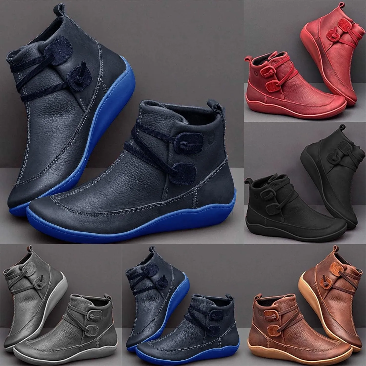 Work Boots for Women Ankle Leather Booties for Women 2024 Booties for Women Comfy Womens Bootie Round Toe Round Toe Low Heel Low Heel Comfortable Pointed Toe